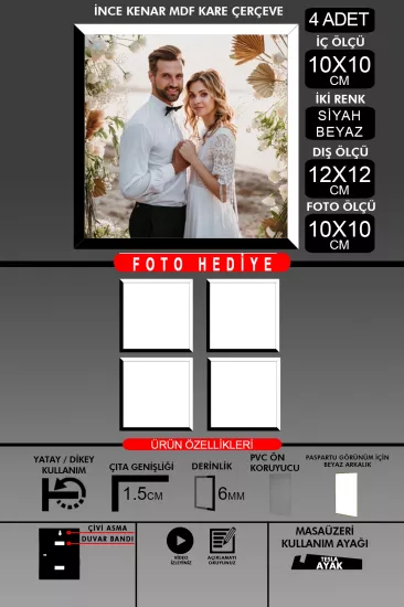  10X10 Çerçeve - İnce Çıtalı Çerçeve - Kare Çerçeve 