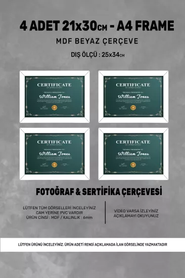 21x30 MDF ÇERÇEVE - DİKDÖRTGEN ÇERÇEVE 