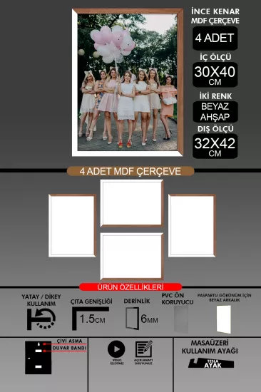 30x40 Çerçeve - İnce Çıtalı A3 Çerçeve 