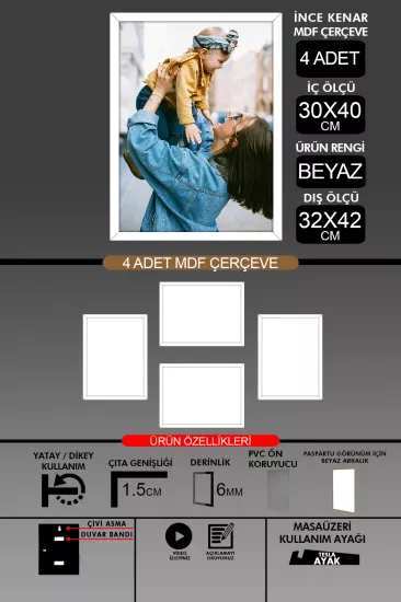 30x40 Çerçeve - İnce Çıtalı A3 Çerçeve 