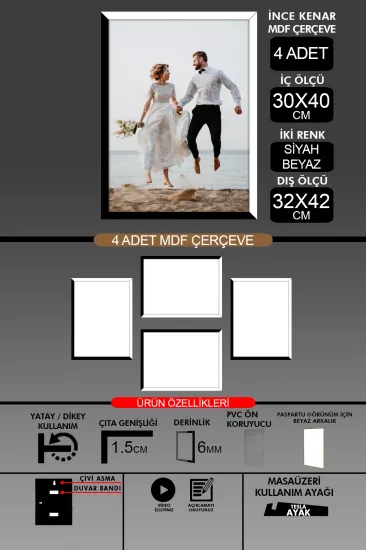 30x40 Çerçeve - İnce Çıtalı A3 Çerçeve 