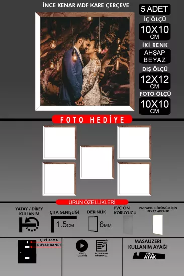 10X10 Çerçeve - İnce Çıtalı Çerçeve - Kare Çerçeve 