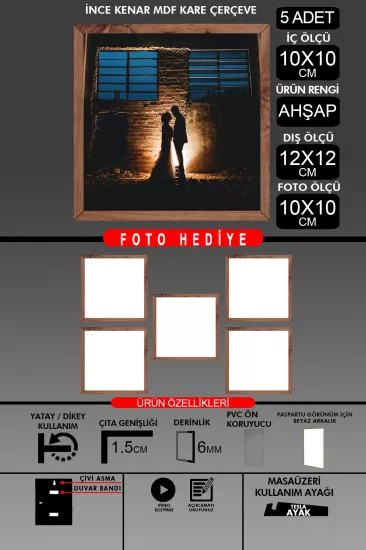 10X10 Çerçeve - İnce Çıtalı Çerçeve - Kare Çerçeve 