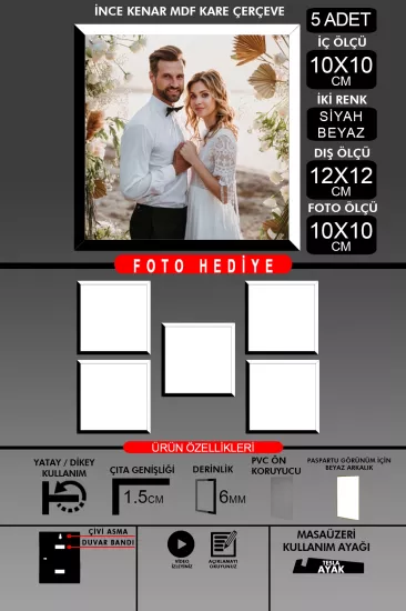 10X10 Çerçeve - İnce Çıtalı Çerçeve - Kare Çerçeve 
