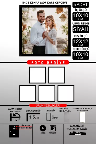 10X10 Çerçeve - İnce Çıtalı Çerçeve - Kare Çerçeve 