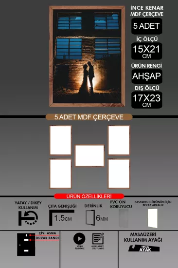 15x21 Çerçeve - İnce Çıtalı A5 Çerçeve 
