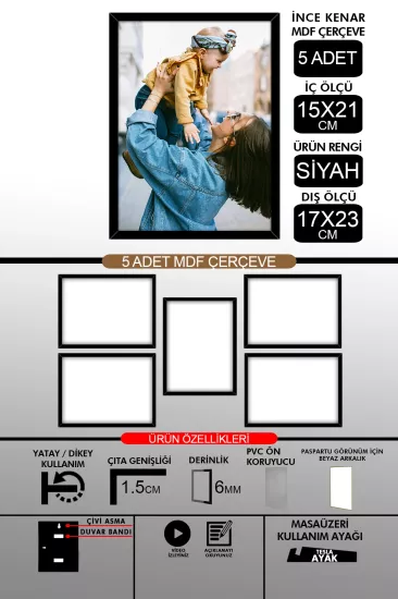 15x21 Çerçeve - İnce Çıtalı A5 Çerçeve 