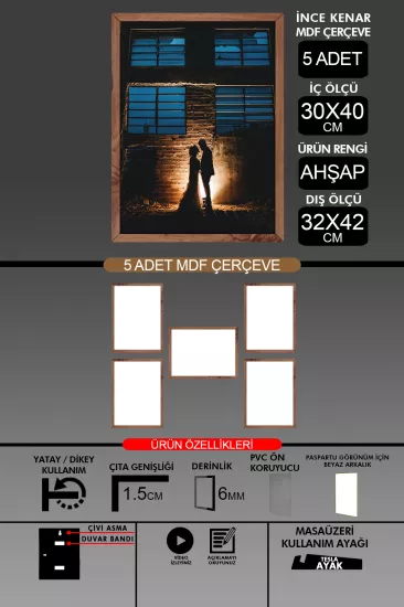 30x40 Çerçeve - İnce Çıtalı A3 Çerçeve