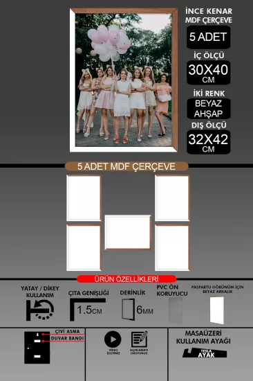 30x40 Çerçeve - İnce Çıtalı A3 Çerçeve