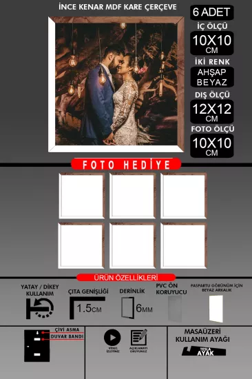 10X10 Çerçeve - İnce Çıtalı Çerçeve - Kare Çerçeve 