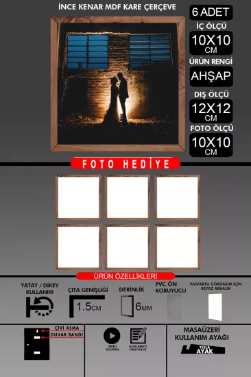 10X10 Çerçeve - İnce Çıtalı Çerçeve - Kare Çerçeve 