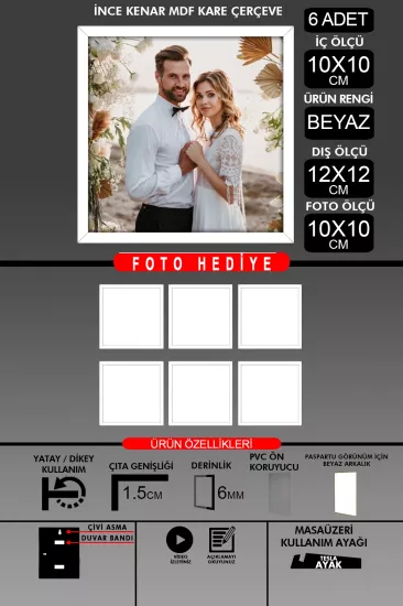 10X10 Çerçeve - İnce Çıtalı Çerçeve - Kare Çerçeve 