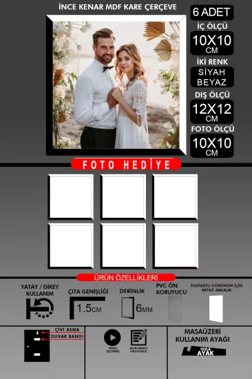 10X10 Çerçeve - İnce Çıtalı Çerçeve - Kare Çerçeve 