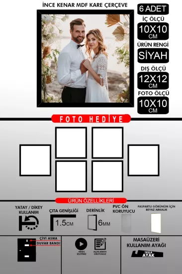 10X10 Çerçeve - İnce Çıtalı Çerçeve - Kare Çerçeve 