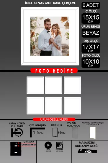 5x15 Çerçeve - İnce Çıtalı Çerçeve - Kare Çerçeve