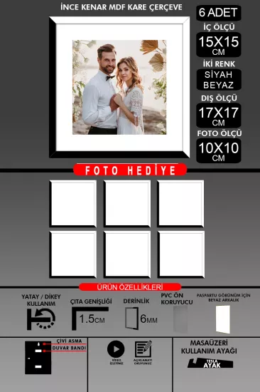5x15 Çerçeve - İnce Çıtalı Çerçeve - Kare Çerçeve
