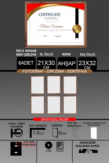 21x30 Çerçeve - İnce Çıtalı Çerçeve