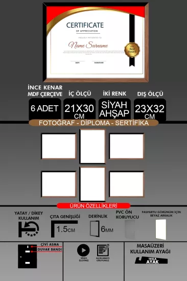 21x30 Çerçeve - İnce Çıtalı Çerçeve