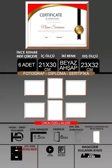 21x30 Çerçeve - İnce Çıtalı Çerçeve