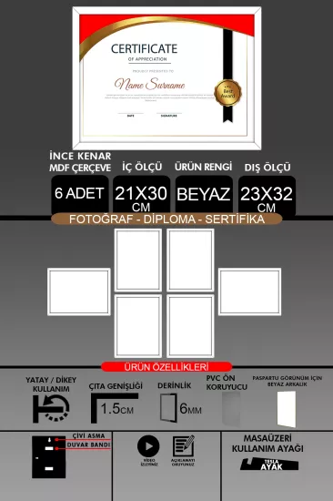 21x30 Çerçeve - İnce Çıtalı Çerçeve