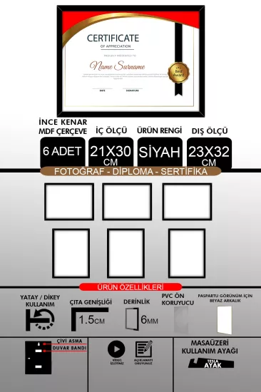 21x30 Çerçeve - İnce Çıtalı Çerçeve