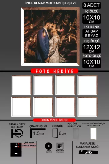  10X10 Çerçeve - İnce Çıtalı Çerçeve - Kare Çerçeve