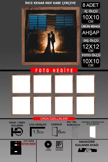  10X10 Çerçeve - İnce Çıtalı Çerçeve - Kare Çerçeve