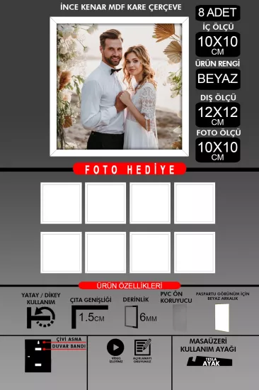  10X10 Çerçeve - İnce Çıtalı Çerçeve - Kare Çerçeve