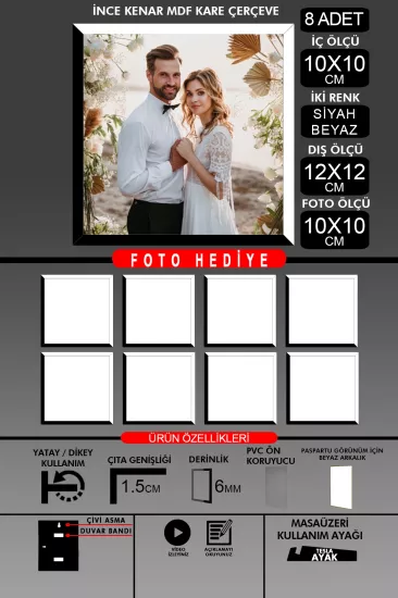  10X10 Çerçeve - İnce Çıtalı Çerçeve - Kare Çerçeve
