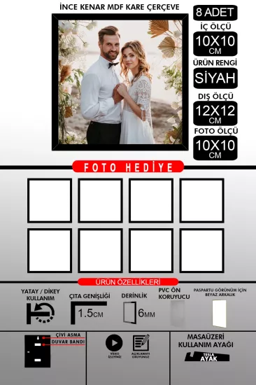  10X10 Çerçeve - İnce Çıtalı Çerçeve - Kare Çerçeve