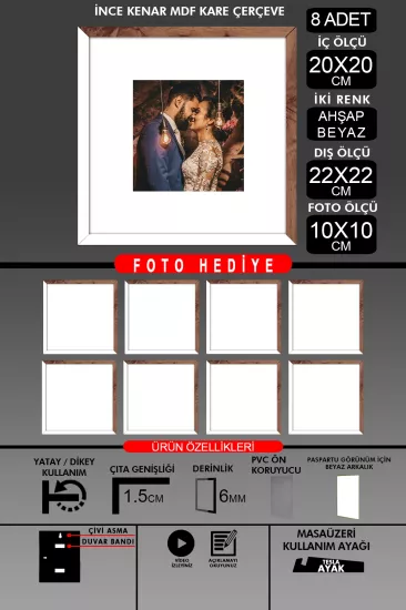 20x20 Çerçeve - İnce Çıtalı Çerçeve - Kare Çerçeve 