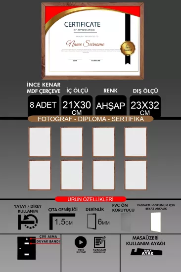 21x30 Çerçeve - İnce Çıtalı Çerçeve