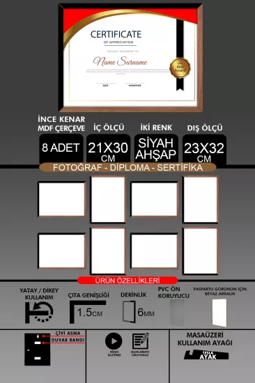 21x30 Çerçeve - İnce Çıtalı Çerçeve
