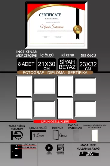 21x30 Çerçeve - İnce Çıtalı Çerçeve