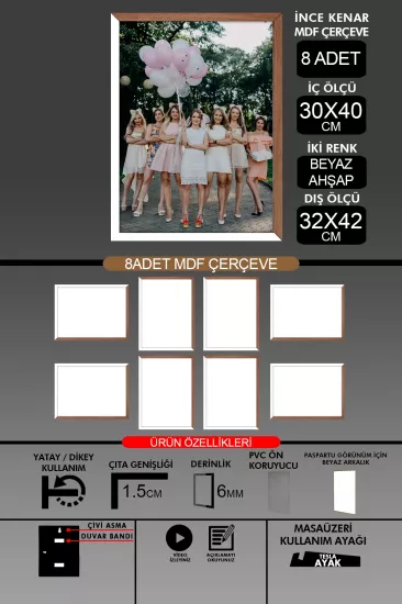30x40 Çerçeve - İnce Çıtalı A3 Çerçeve