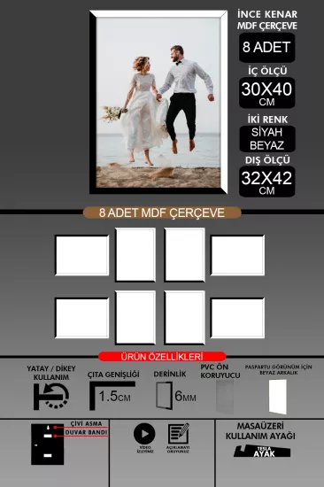30x40 Çerçeve - İnce Çıtalı A3 Çerçeve
