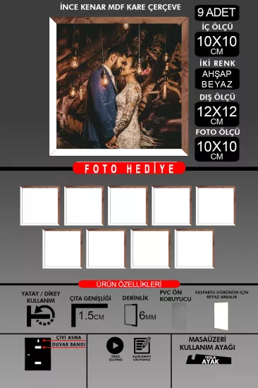 10X10 Çerçeve - İnce Çıtalı Çerçeve - Kare Çerçeve