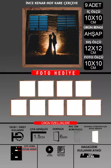 10X10 Çerçeve - İnce Çıtalı Çerçeve - Kare Çerçeve