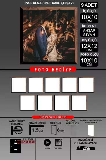 10X10 Çerçeve - İnce Çıtalı Çerçeve - Kare Çerçeve