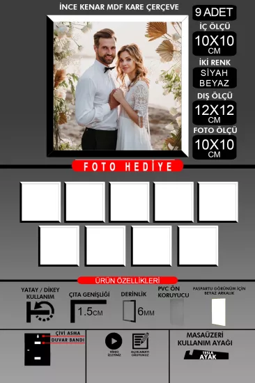 10X10 Çerçeve - İnce Çıtalı Çerçeve - Kare Çerçeve