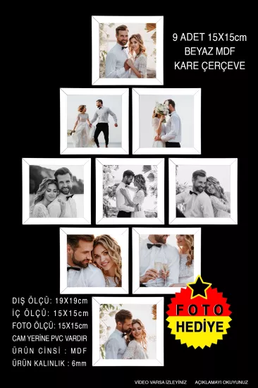  15x15 MDF ÇERÇEVE - KARE ÇERÇEVE 