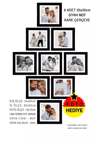 20x20 MDF ÇERÇEVE - KARE ÇERÇEVE