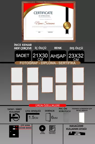  21x30 Çerçeve - İnce Çıtalı Çerçeve