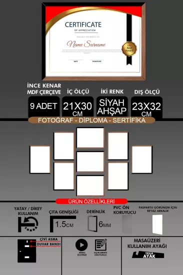  21x30 Çerçeve - İnce Çıtalı Çerçeve