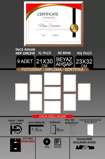  21x30 Çerçeve - İnce Çıtalı Çerçeve