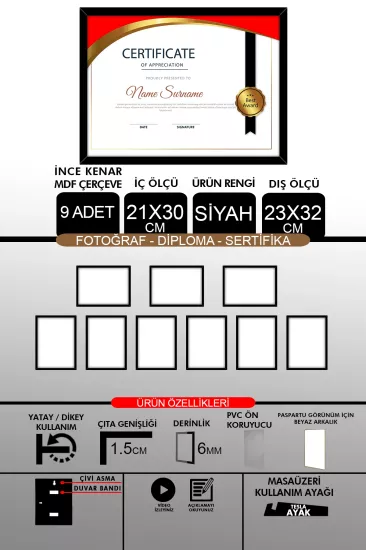  21x30 Çerçeve - İnce Çıtalı Çerçeve