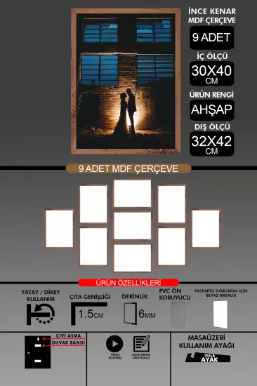 30x40 Çerçeve - İnce Çıtalı A3 Çerçeve