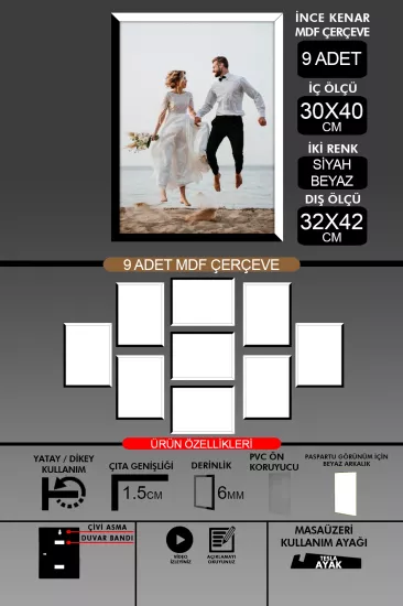 30x40 Çerçeve - İnce Çıtalı A3 Çerçeve